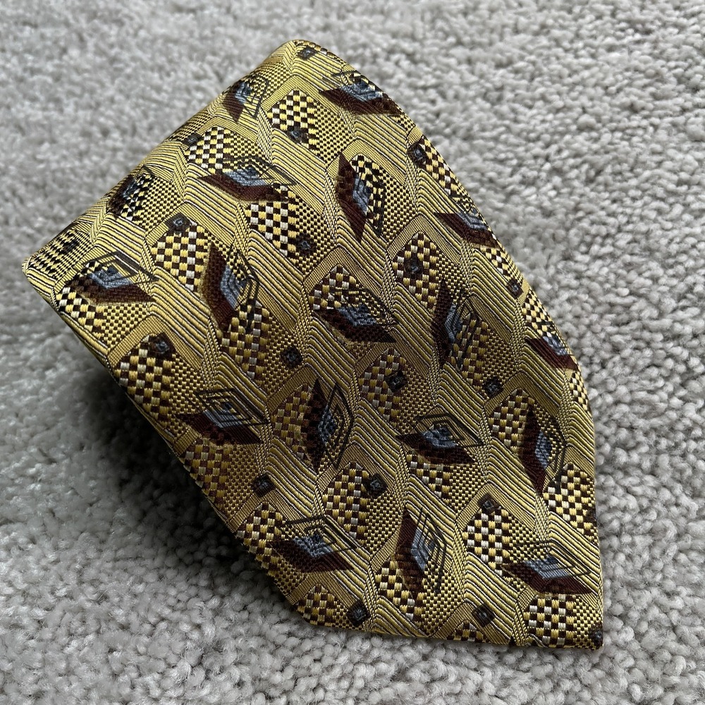 Ermenegildo Zegna Tie Necktie Gold Geometric Silk Exclusive Design Business